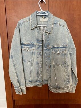 Blank NYC Light Blue Oversized Denim Trucker Jacket